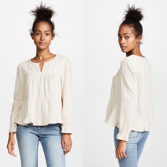 XiRENA Tops Xirena Gigi Cream Puff Sleeve Ruffle Tier Gauze Blouse